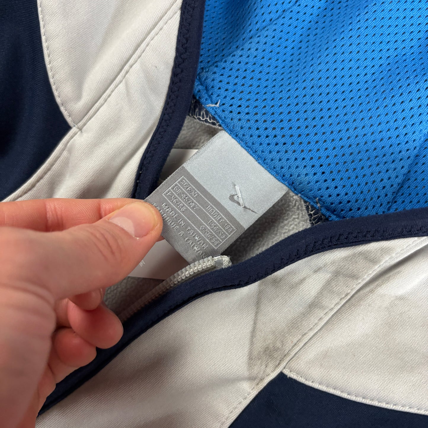 Vintage Nike White Navy Swoosh Y2K Tracksuit Jacket - XL