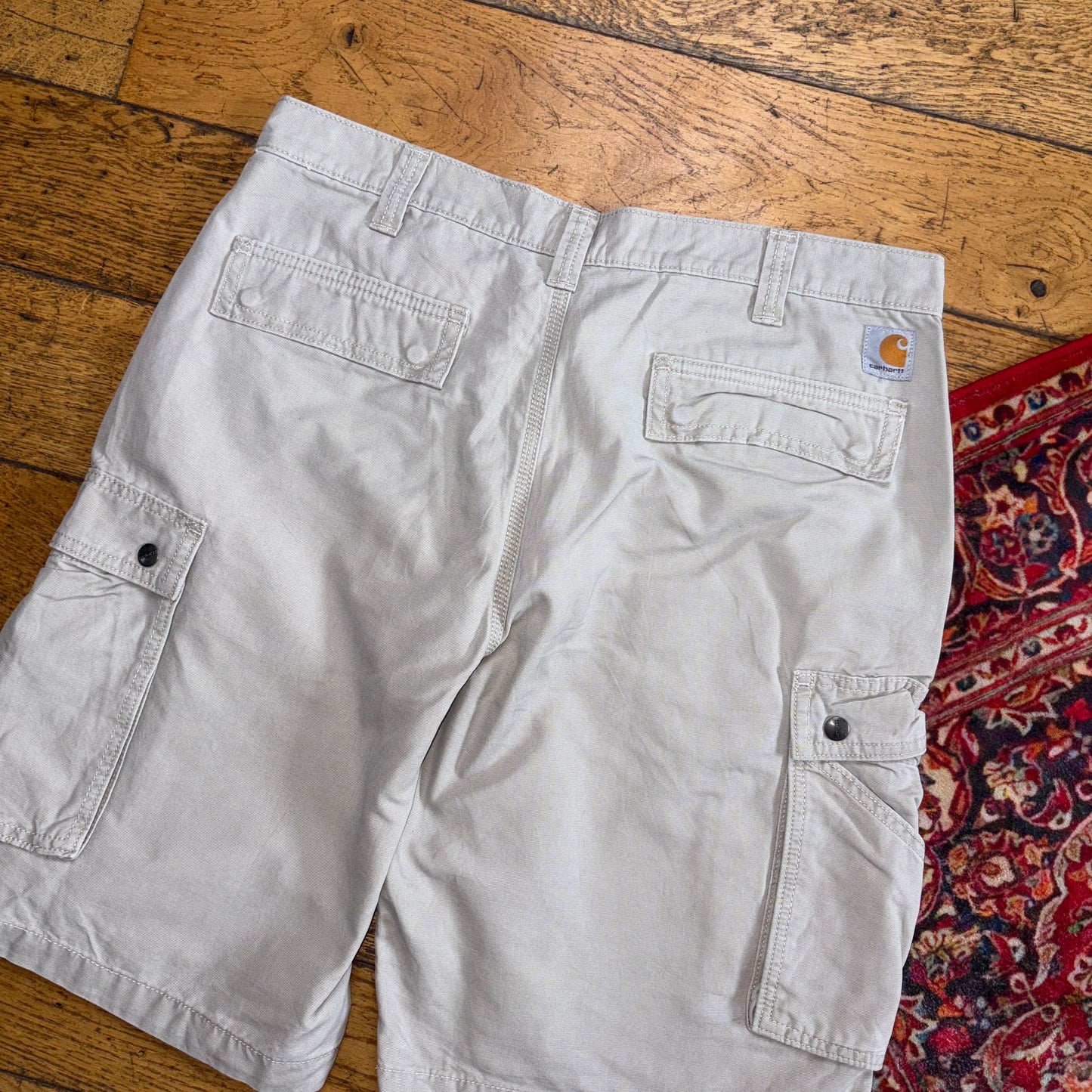 Vintage Carhartt Workwear Cream Baggy Carpenter Shorts - 36