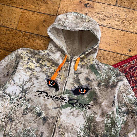 Vintage Realtree Camo Cream Hoodie Zip Embroidered Sweatshirt - L