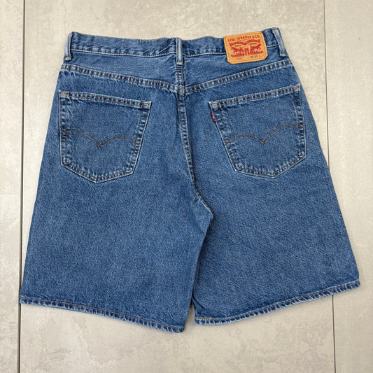 Vintage Levis 550 Baggy Blue Denim Shorts - 34