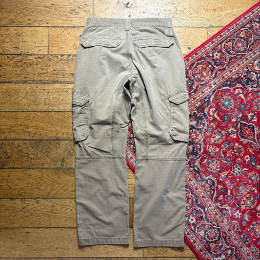 Vintage Carhartt Workwear Carpenter Cargo Brown Baggy Trousers - 30S