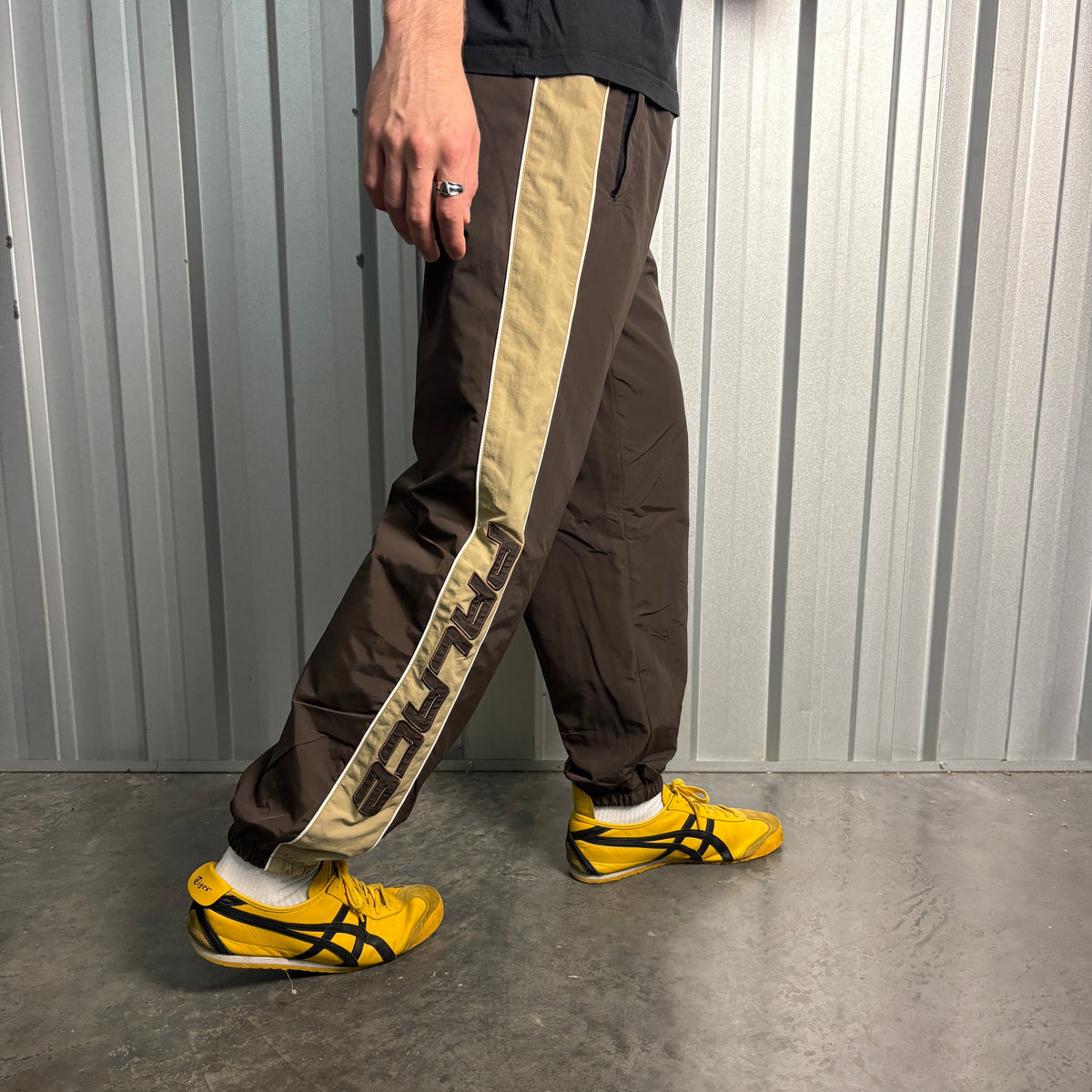 Palace Brown Baggy Piped Jogger Embroidered Tracksuit Bottoms - M