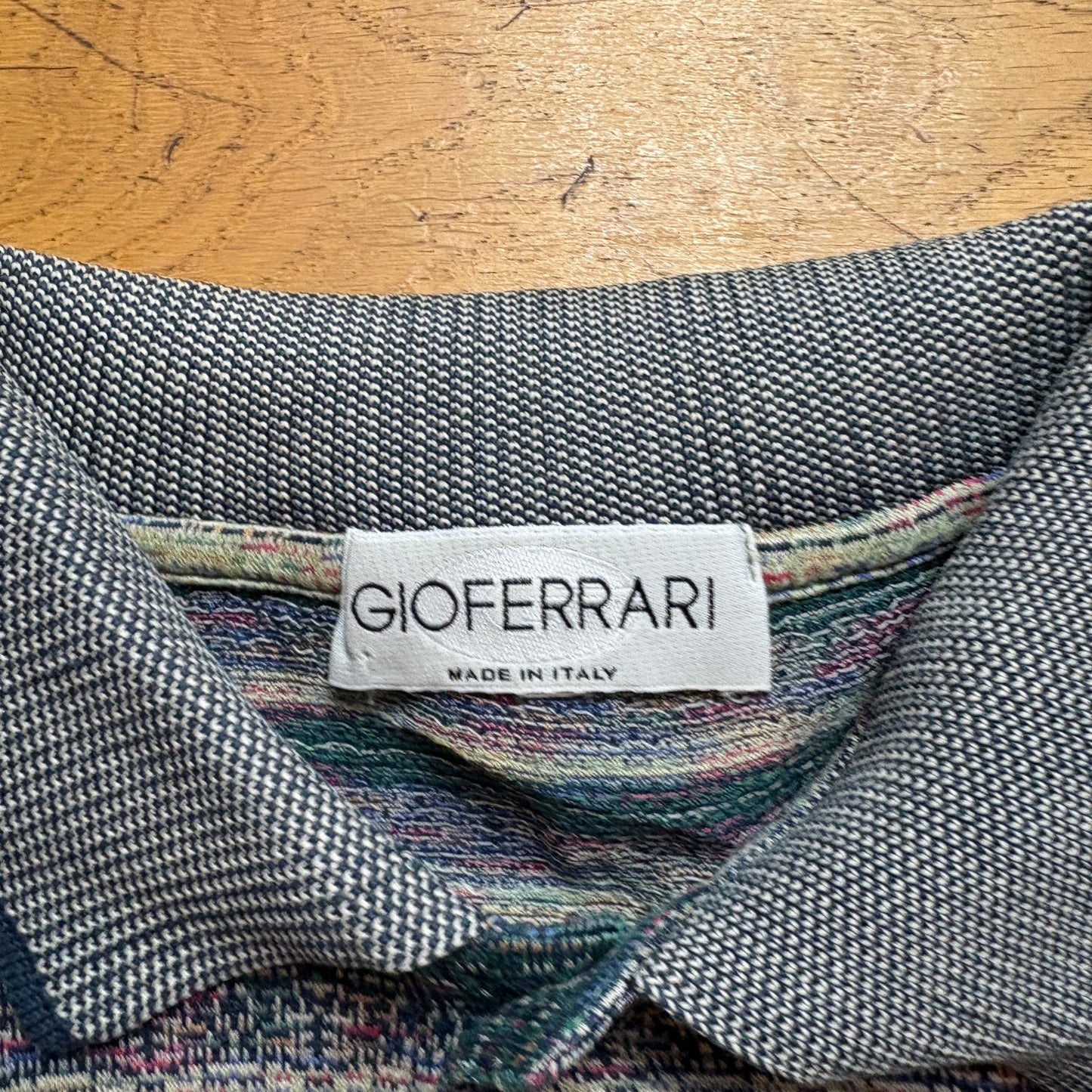 Vintage Stripe Green Pattern Polo Shirt - L