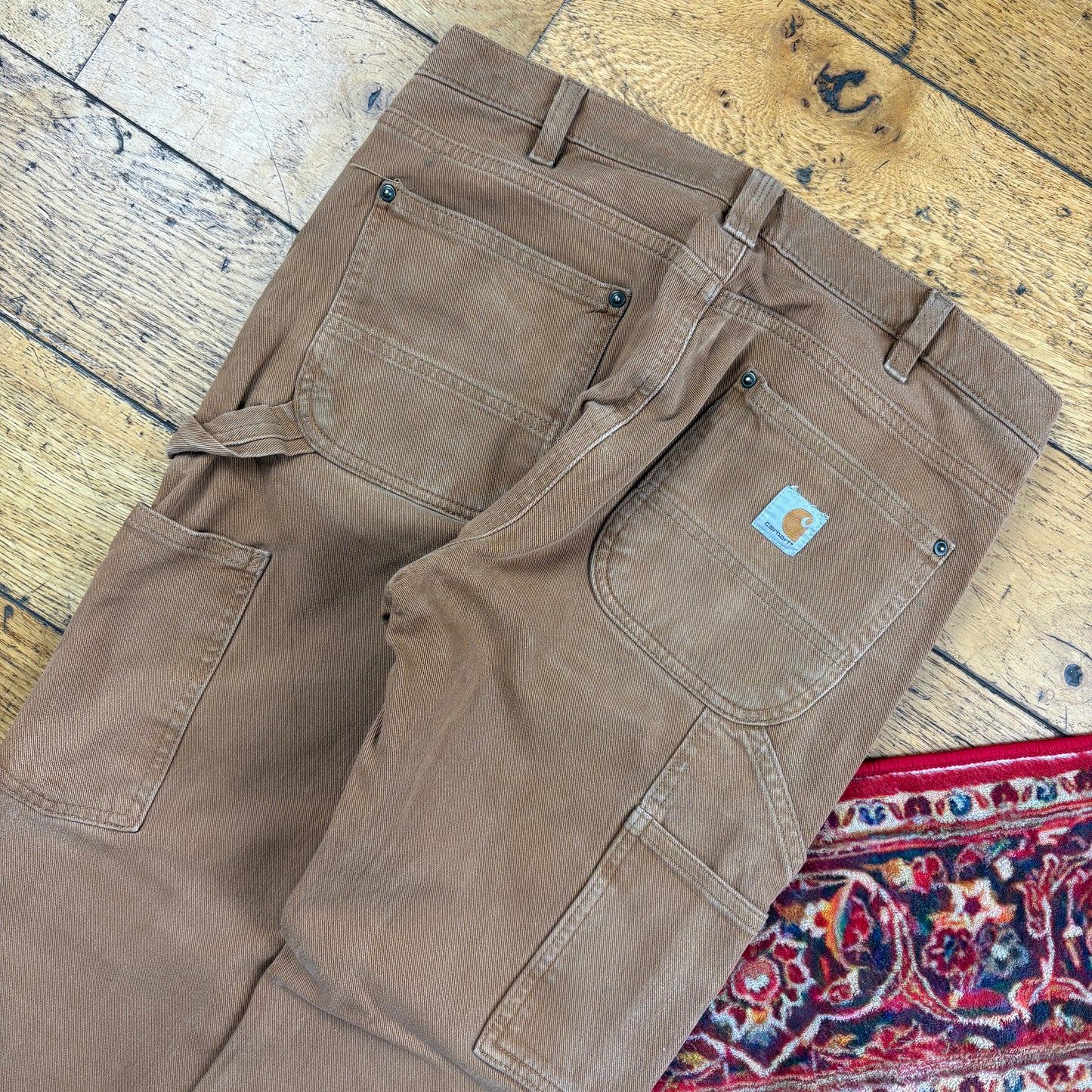 Vintage Carhartt Brown Double Knee Womens Workwear Carpenter Baggy Trousers - 10