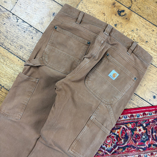 Vintage Carhartt Brown Double Knee Womens Workwear Carpenter Baggy Trousers - 10