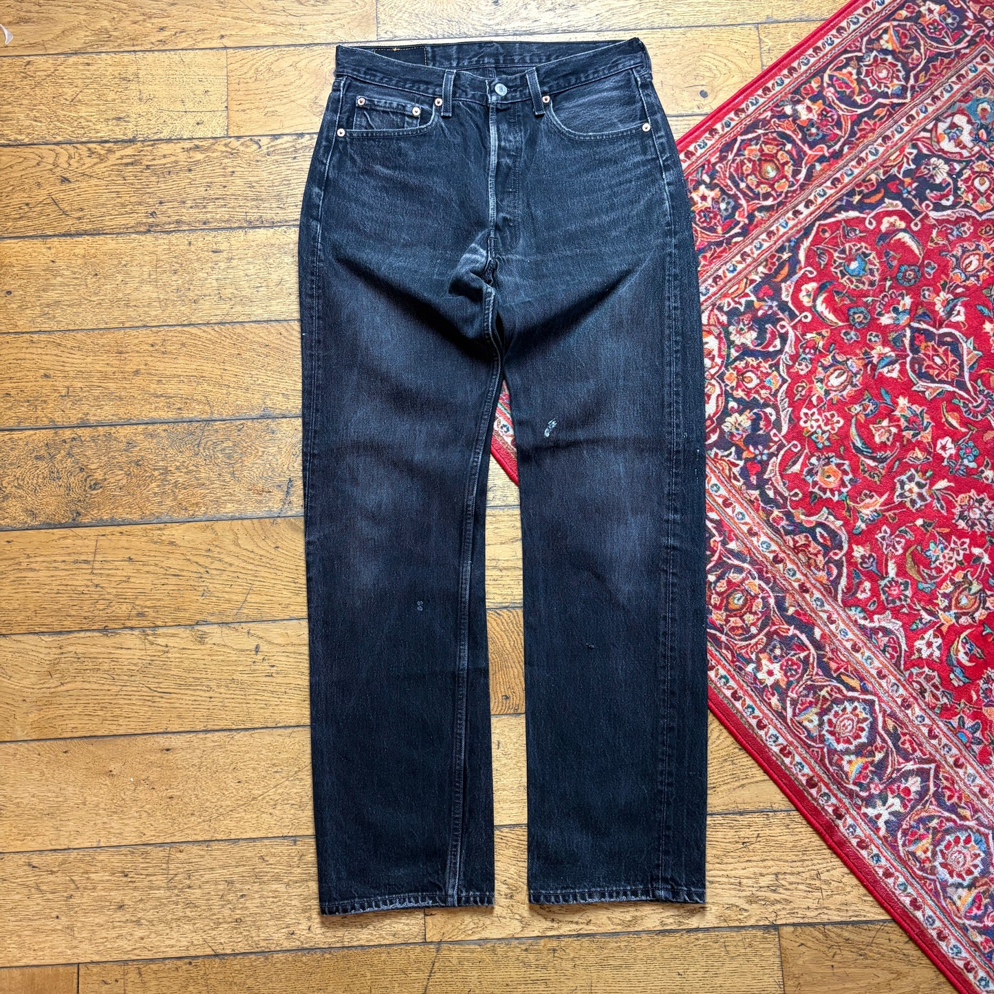 Vintage Levis 501 Straight Black Denim Jeans - 32R