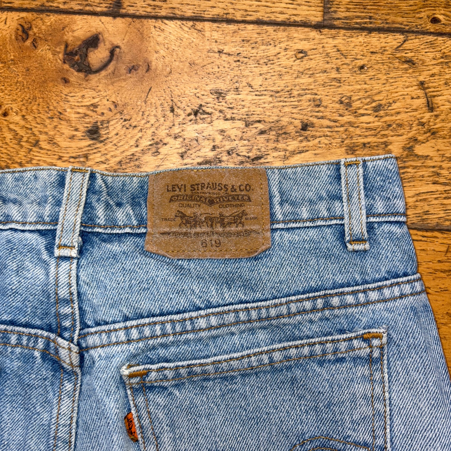 Vintage Levis 619 Orange Tab Straight Blue Denim Jeans - 30L
