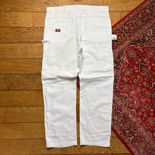 Vintage Dickies Workwear Carpenter White Baggy Trousers - 38R