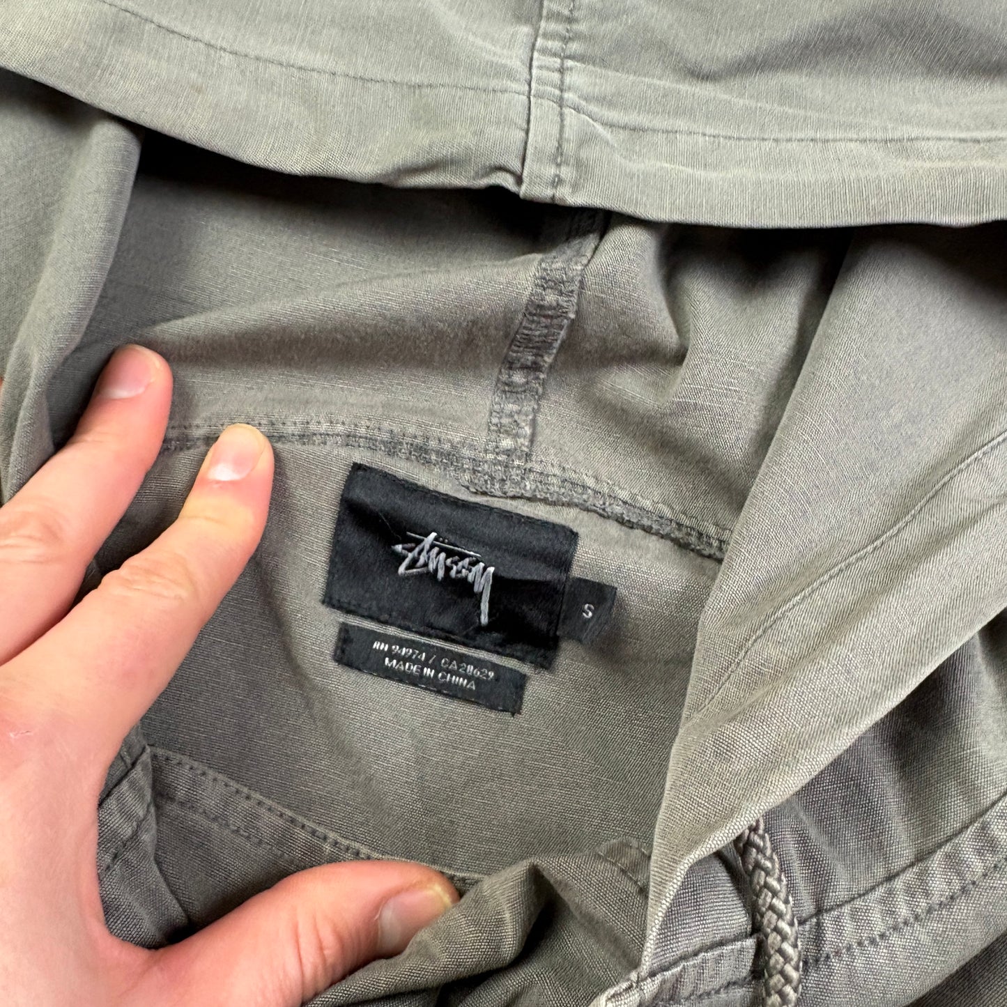 Vintage Stussy Lightweight Grey Pullover Jacket - S