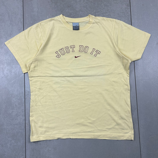 Vintage Nike Yellow Spellout Graphic T-Shirt - M