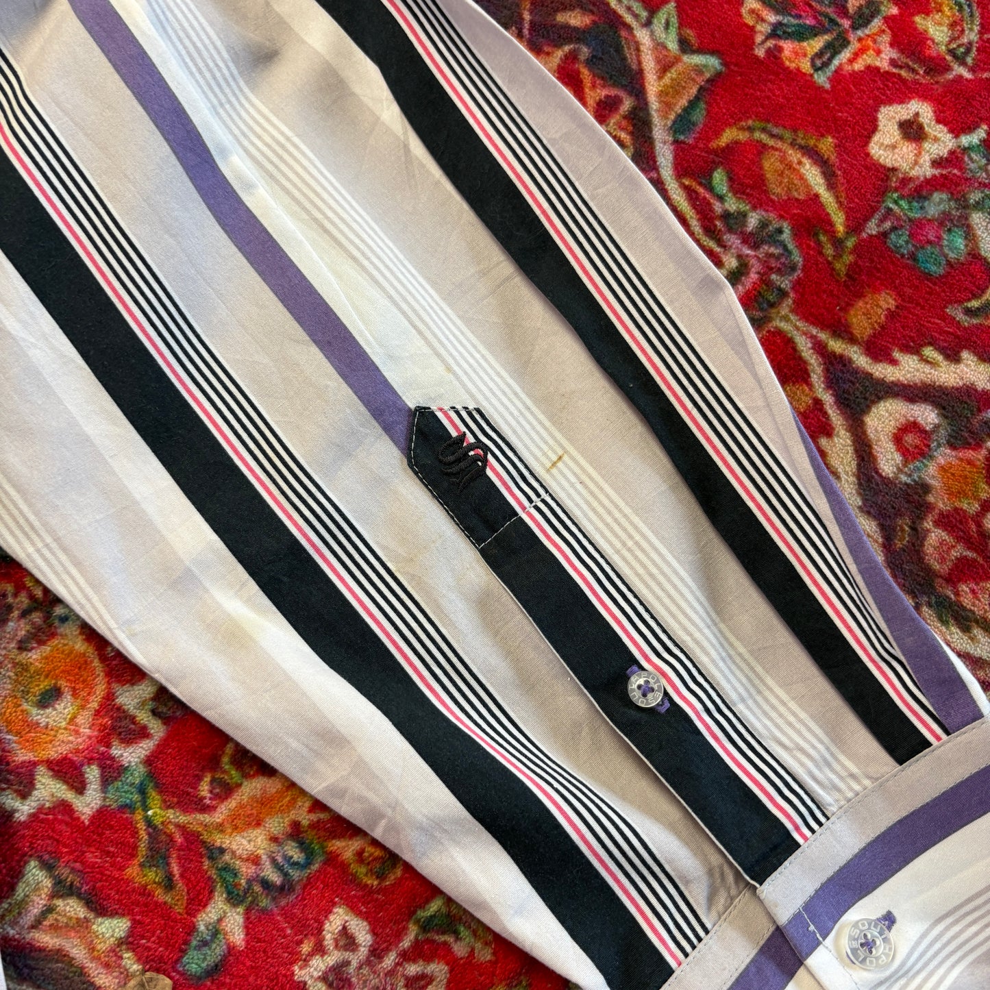 Vintage Southpole White Purple Hip Hop Stripe Shirt - 2XL
