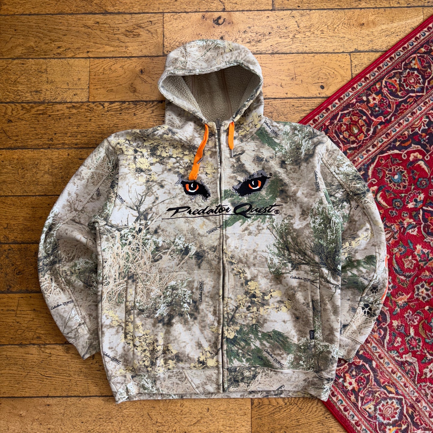 Vintage Realtree Camo Cream Hoodie Zip Embroidered Sweatshirt - L