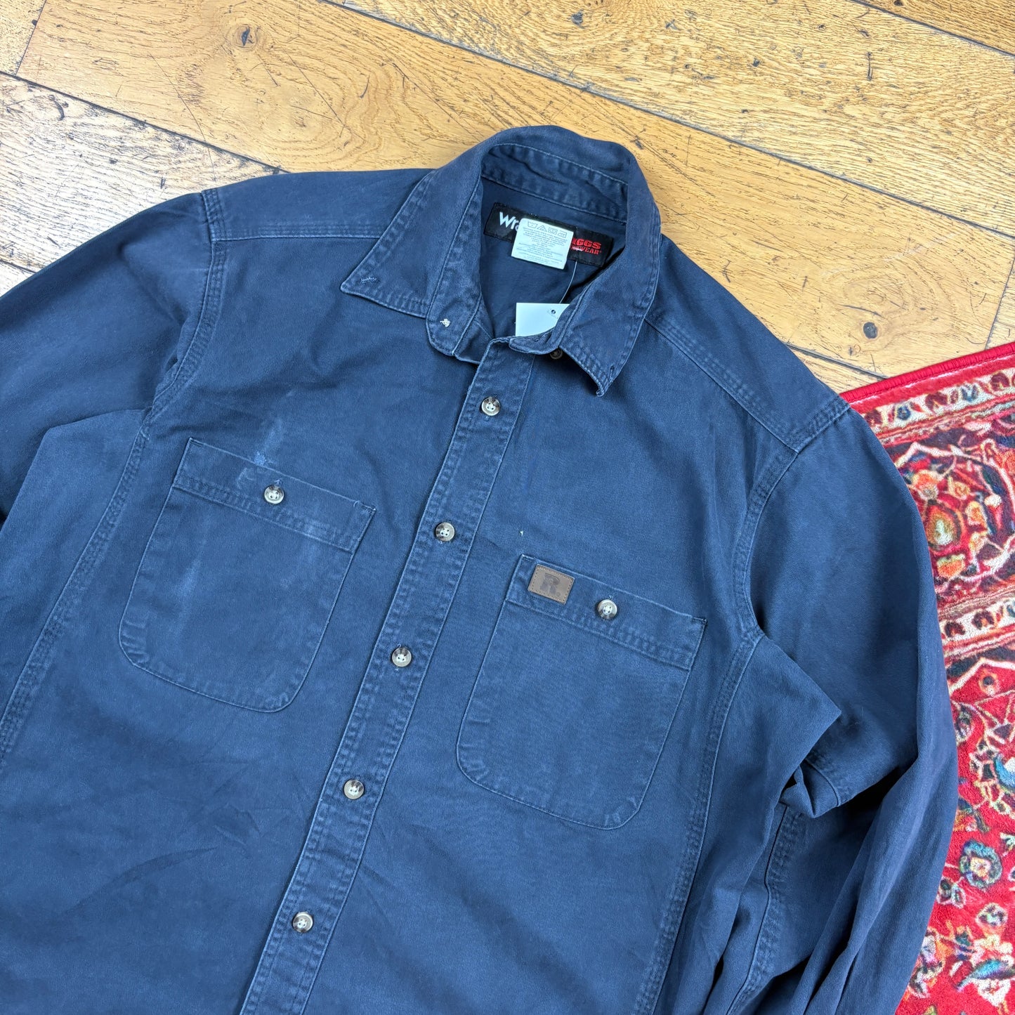Vintage Wrangler Navy Workwear Shirt - M