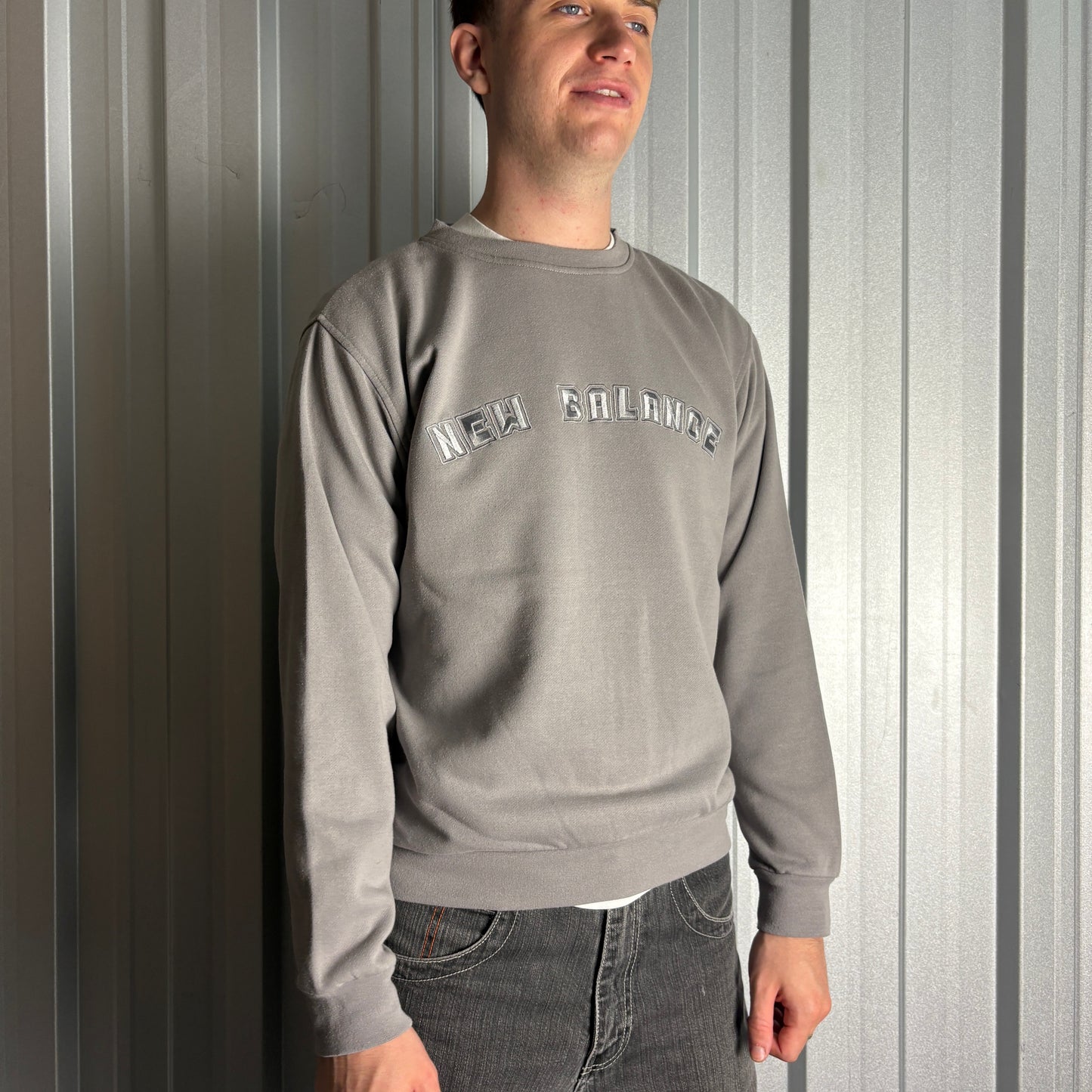 Vintage New Balance Grey Embroidered Sweatshirt - S