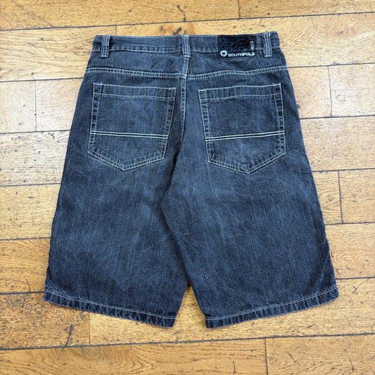 Vintage Southpole Embroidered Black Hip Hop Baggy Shorts Jorts - 36