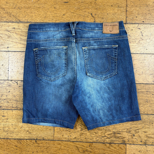 Vintage True Religion Blue Embroidered Y2K Shorts Jorts - 32