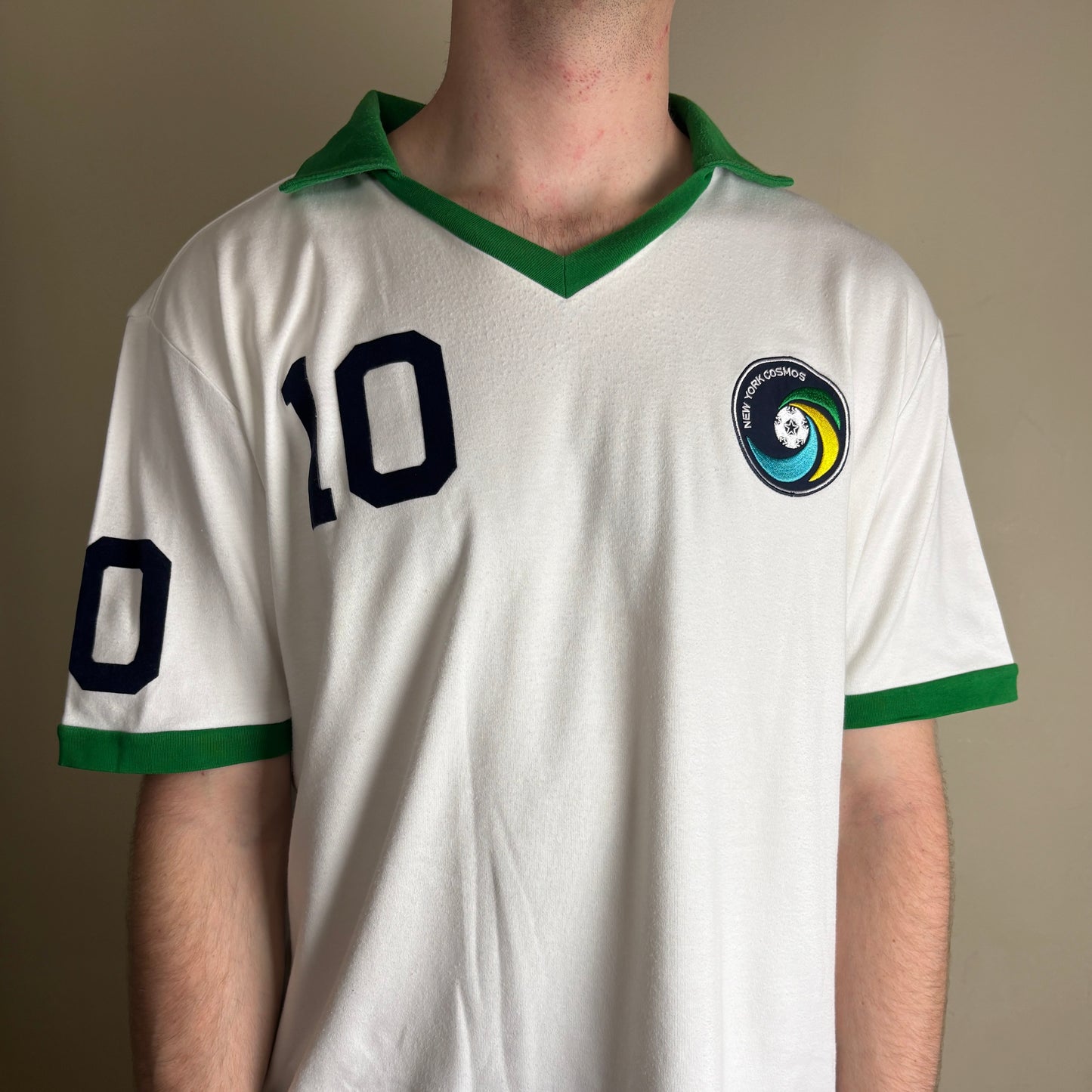 Vintage Umbro Pele New York Cosmos White Football Polo Shirt - 2XL