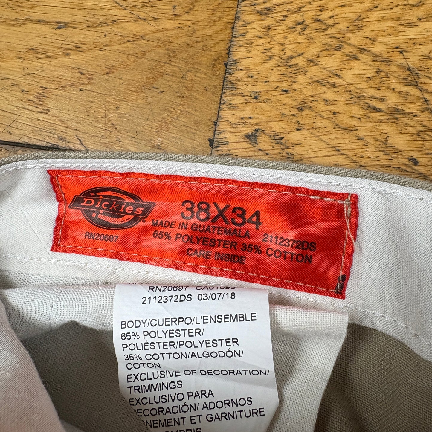 Vintage Dickies 874 Cream Baggy Cargo Skate Chino Trousers - 38