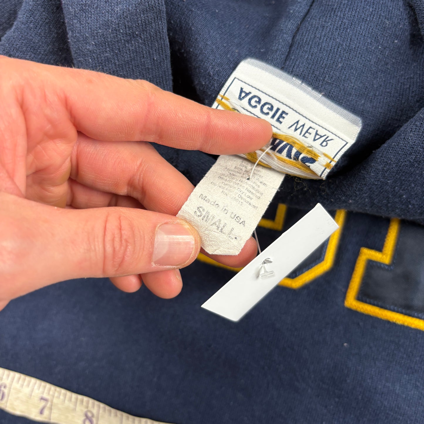 Vintage USA College Navy Embroidered Hoodie Sweatshirt - XS