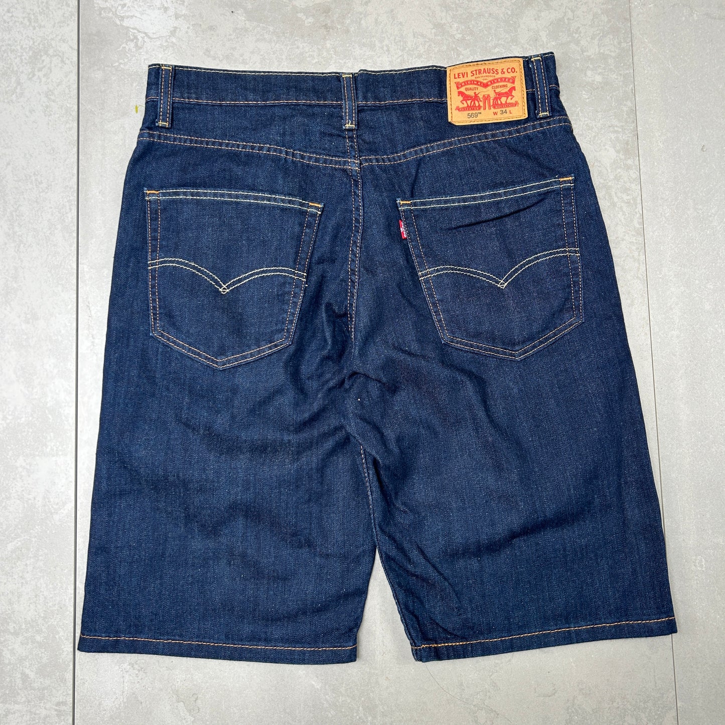 Vintage Levis 569 Blue Baggy Denim Shorts - 34