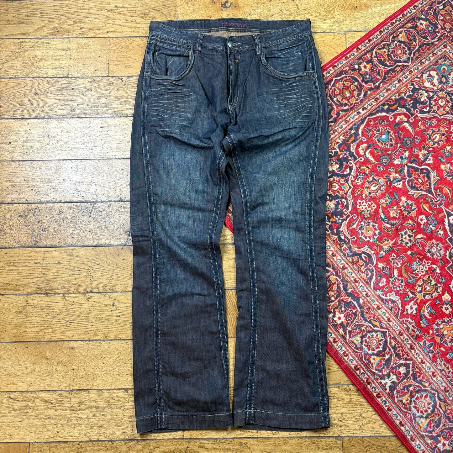 Vintage Blue Y2K Hip Hop Baggy Jeans - 38