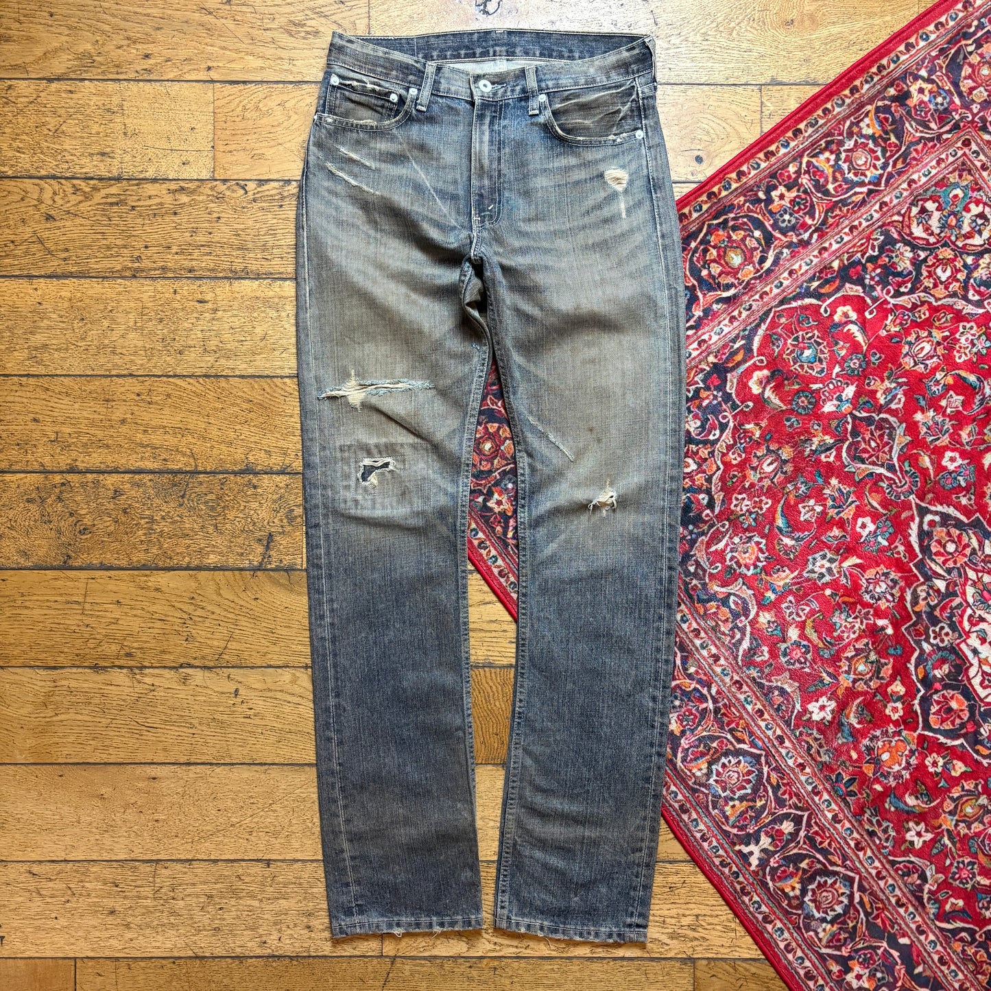 Vintage Levis 505 Straight Grey Denim Jeans - 34L