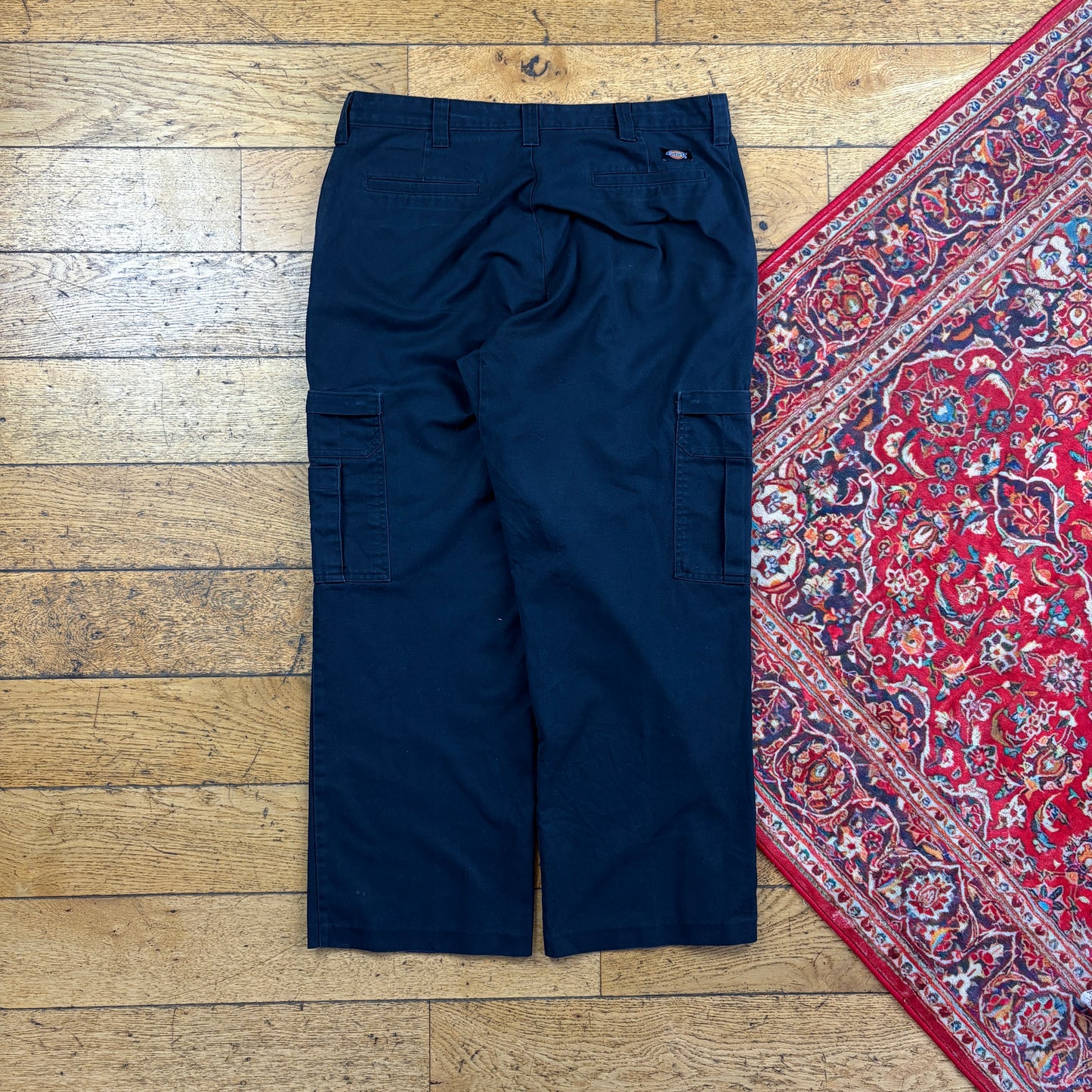 Vintage Dickies 874 Black Baggy Cargo Skate Trousers - 38