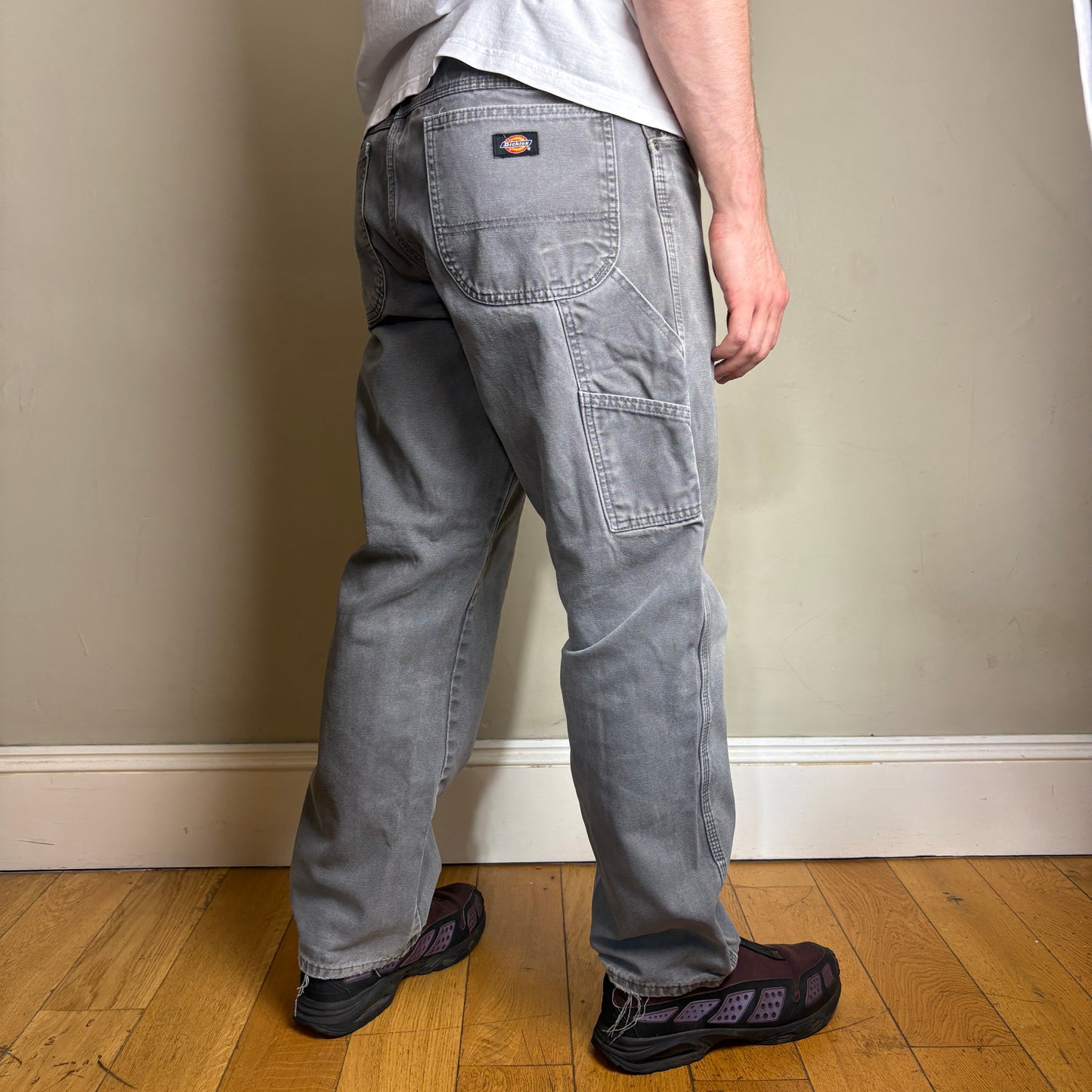 Vintage Dickies Grey Workwear Carpenter Baggy Trousers - 34R