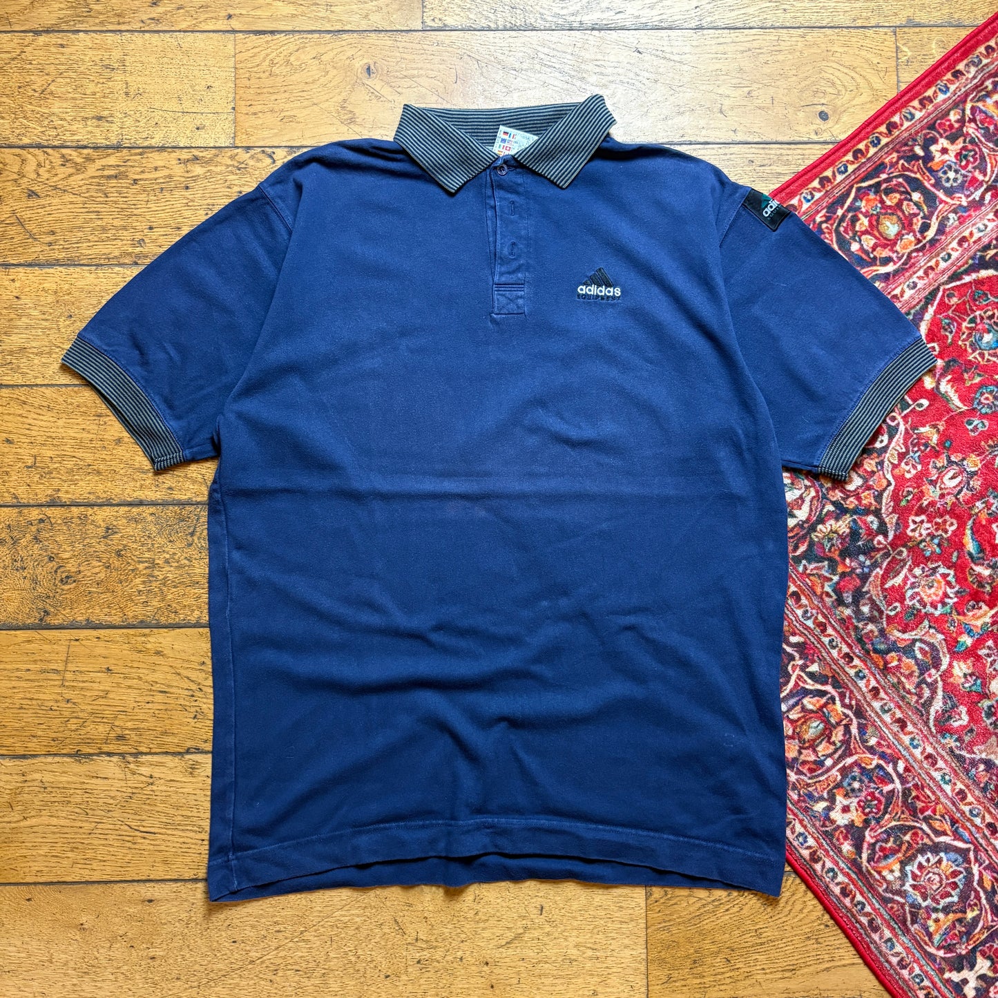 Vintage Navy Adidas Equipment Embroidered Polo T Shirt - L