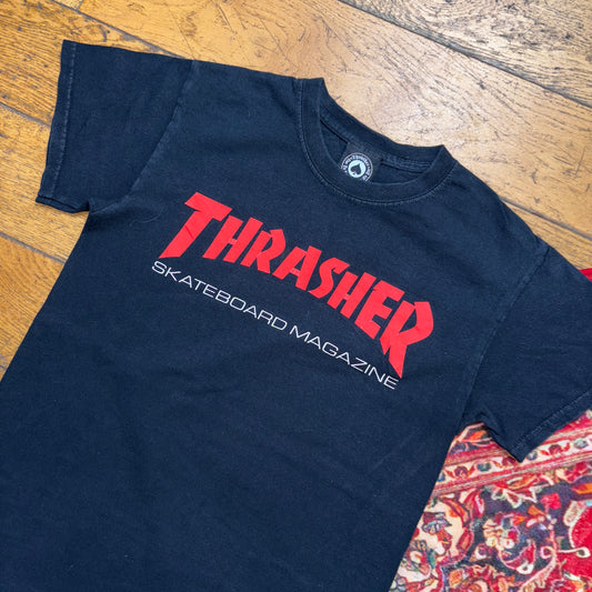 Vintage Thrasher Black Skate Graphic T-Shirt - XS