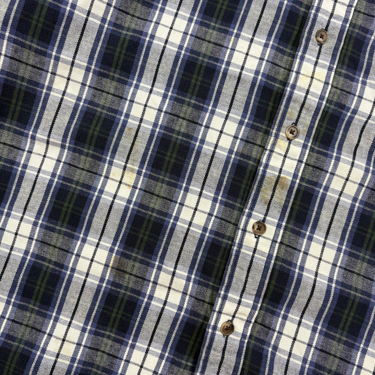Vintage Eddie Bauer Blue White Green Check Shirt - L