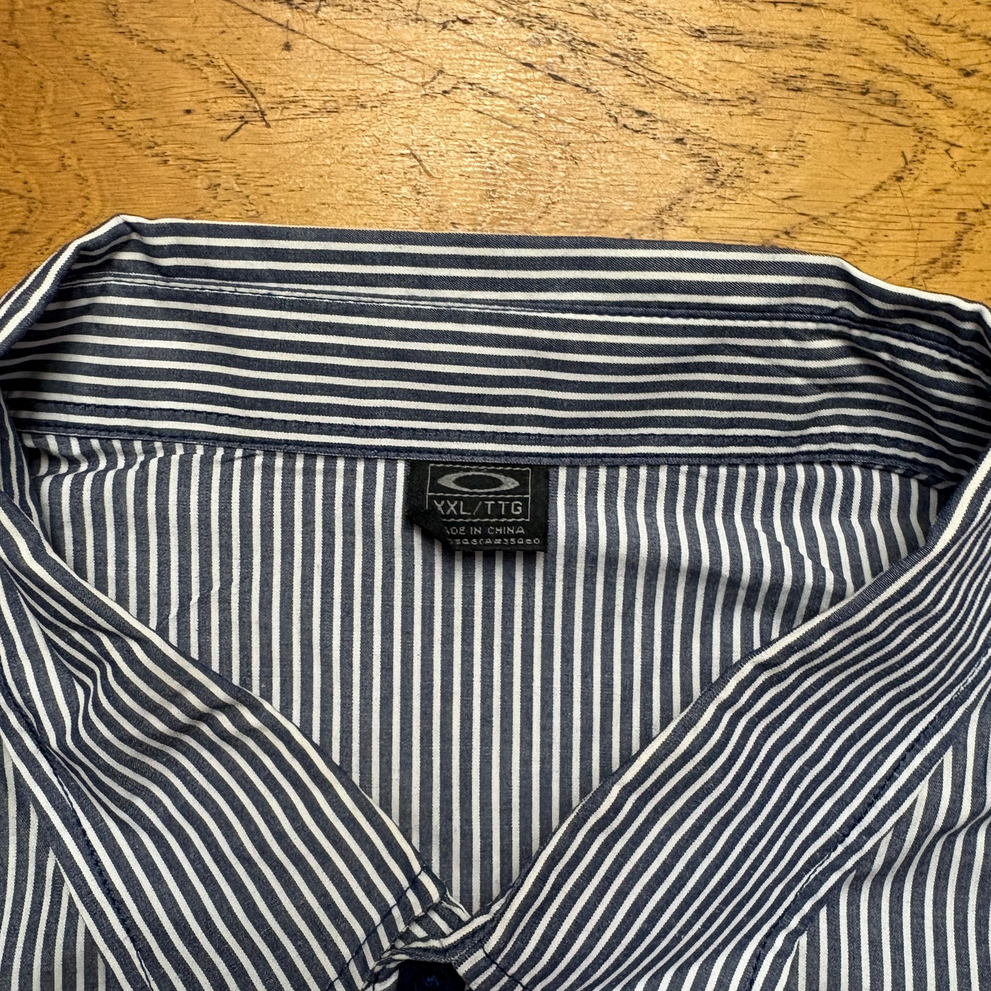 Vintage Oakley Blue Stripe Embroidered Shirt - 2XL