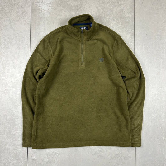 Vintage Chaps Ralph Lauren Fleece Khaki Quarter Zip Jumper - S