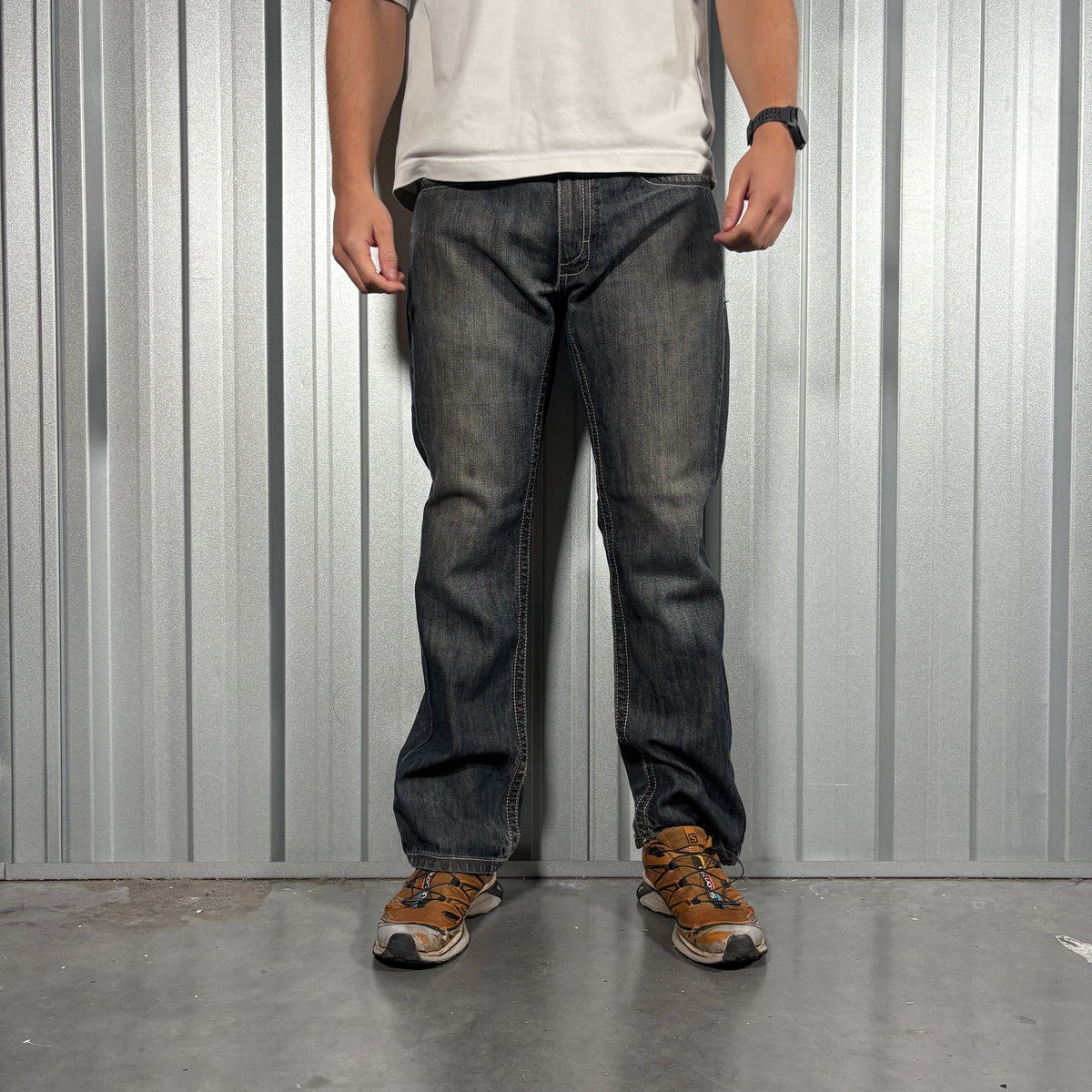 Helix Black Slim Bootcut Embroidered Y2K Jeans - 34S