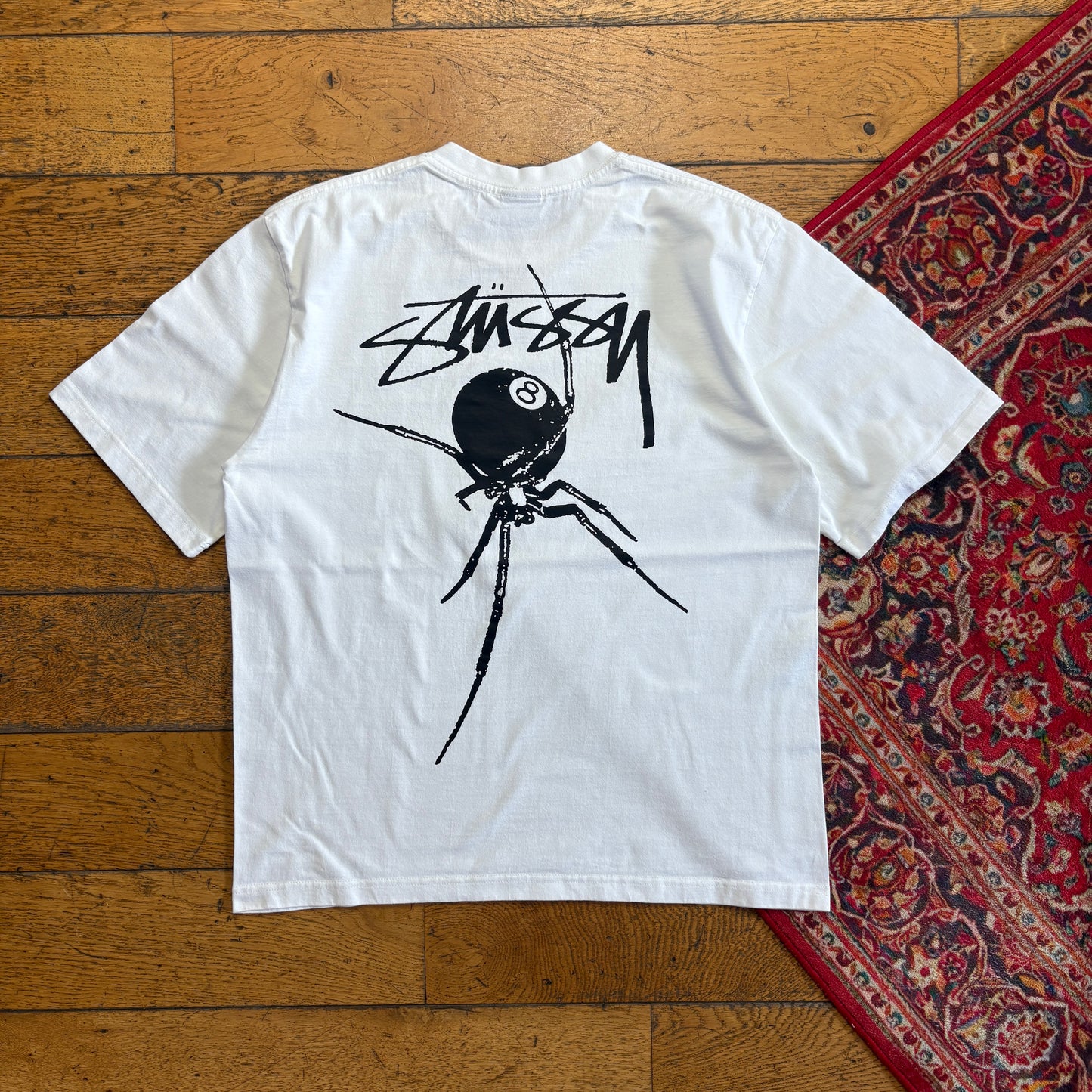 Vintage Stussy White Graphic T-Shirt - S