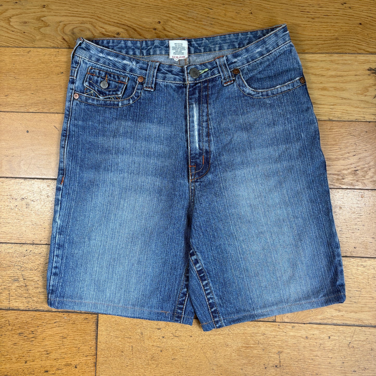 Vintage True Religion Baggy Blue Embroidered Y2K Shorts Jorts - 32