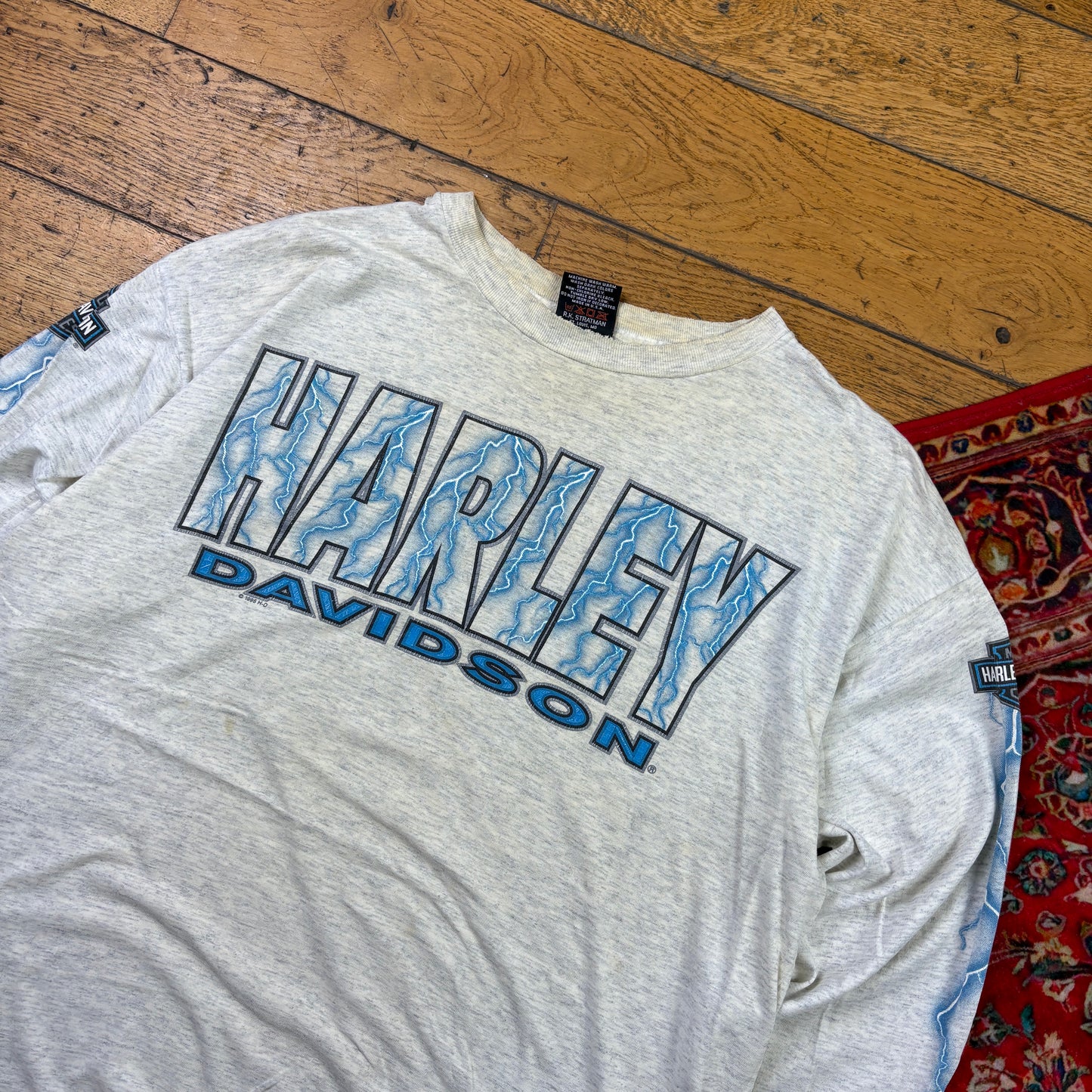 Vintage 1995 Harley Davidson Grey White Lightning Graphic T-Shirt - XL
