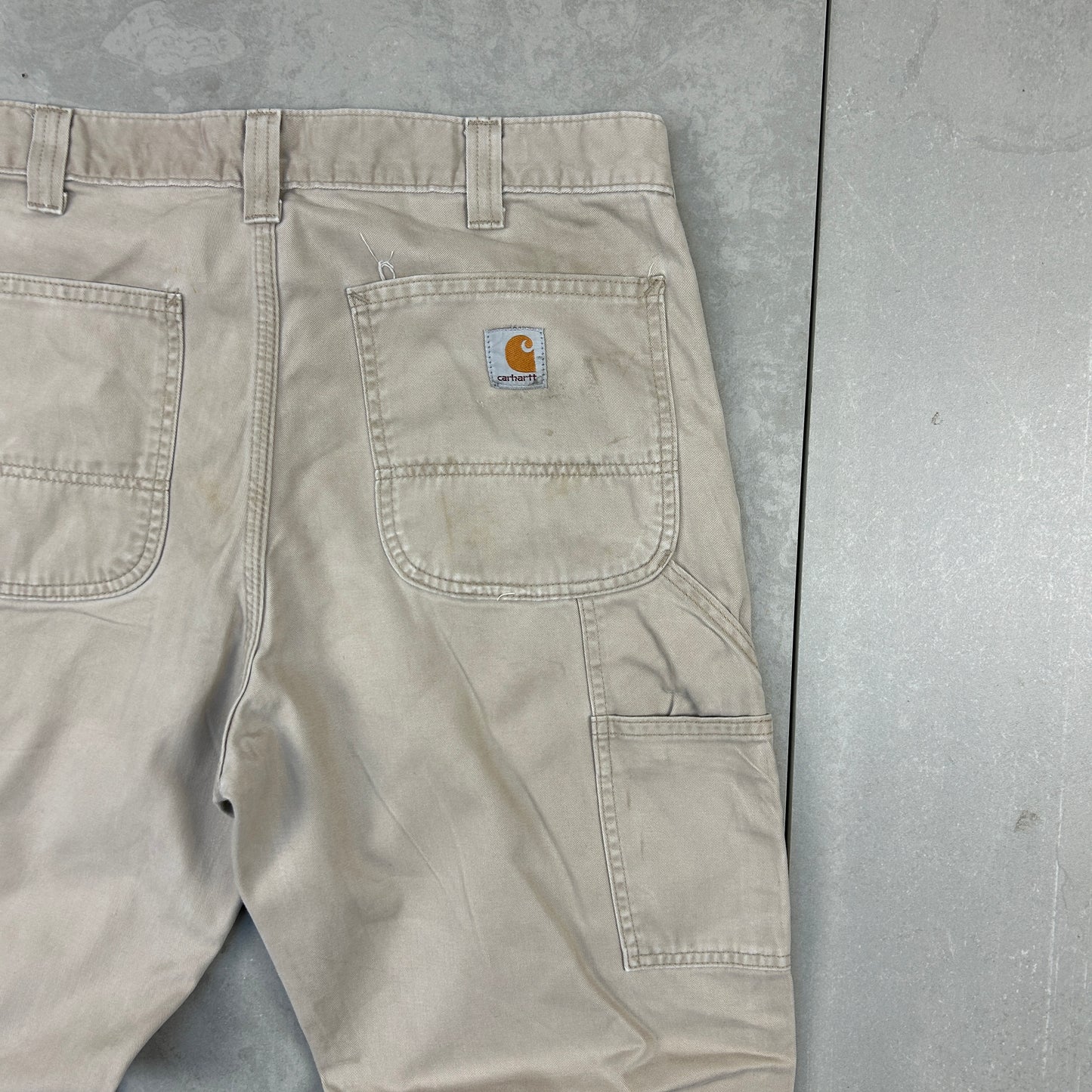 Vintage Carhartt Workwear Carpenter Light Brown Cream Baggy Trousers - 34