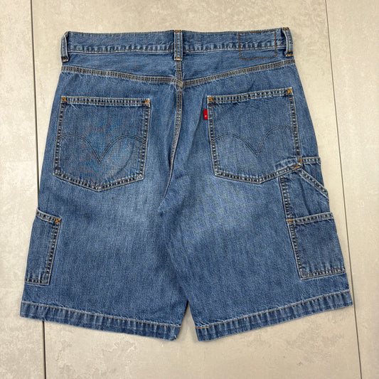 Vintage Levis Carpenter Blue Baggy Denim Shorts - 36