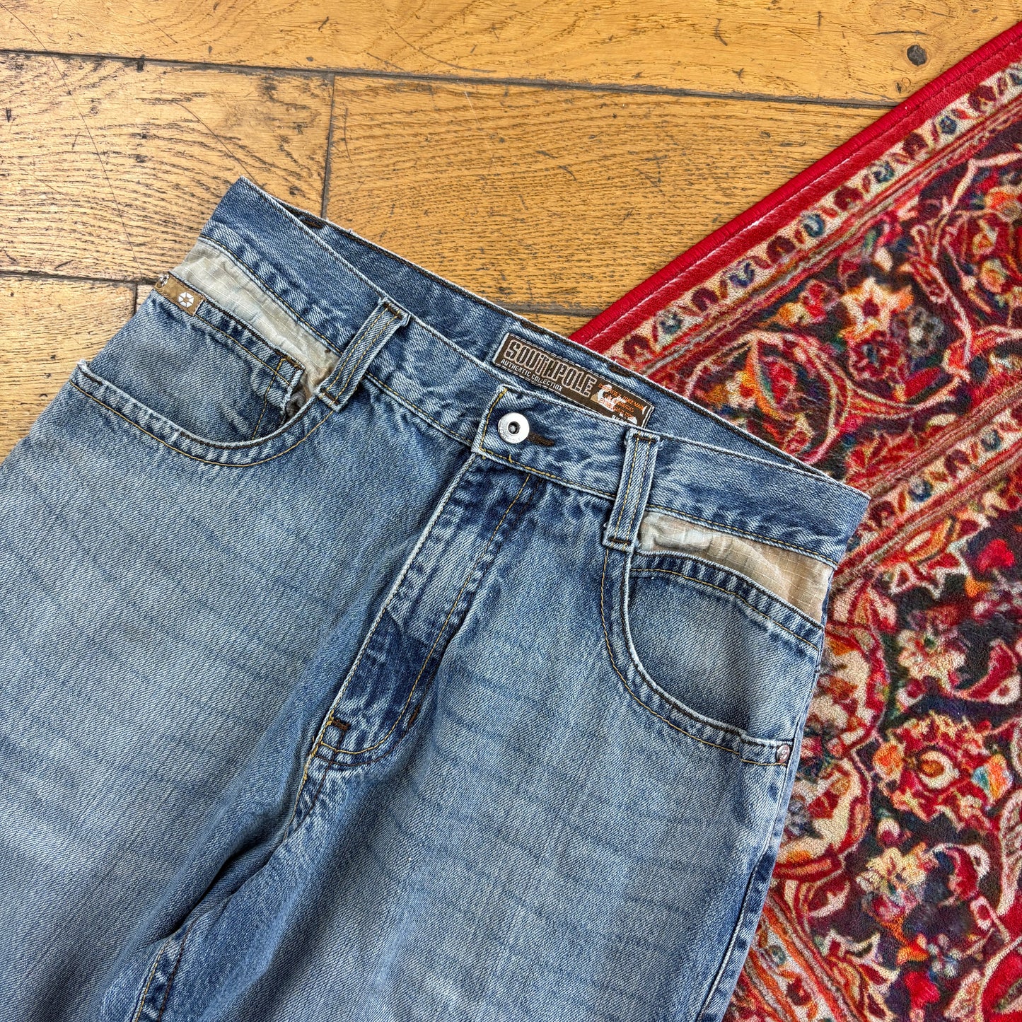 Vintage Southpole Blue Embroidered Y2K Hip Hop Baggy Jeans - 29