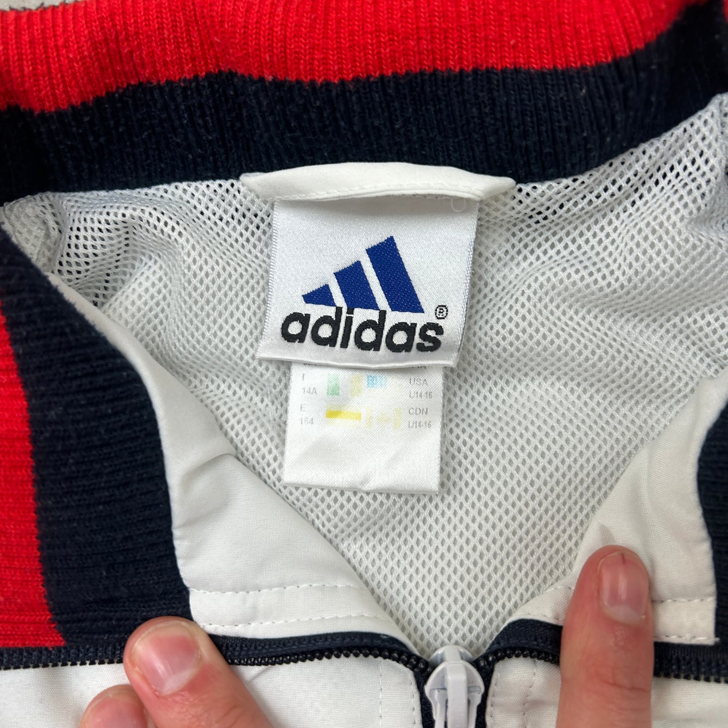 Vintage Adidas White Navy Tracksuit Track Shell Windbreaker Jacket - M
