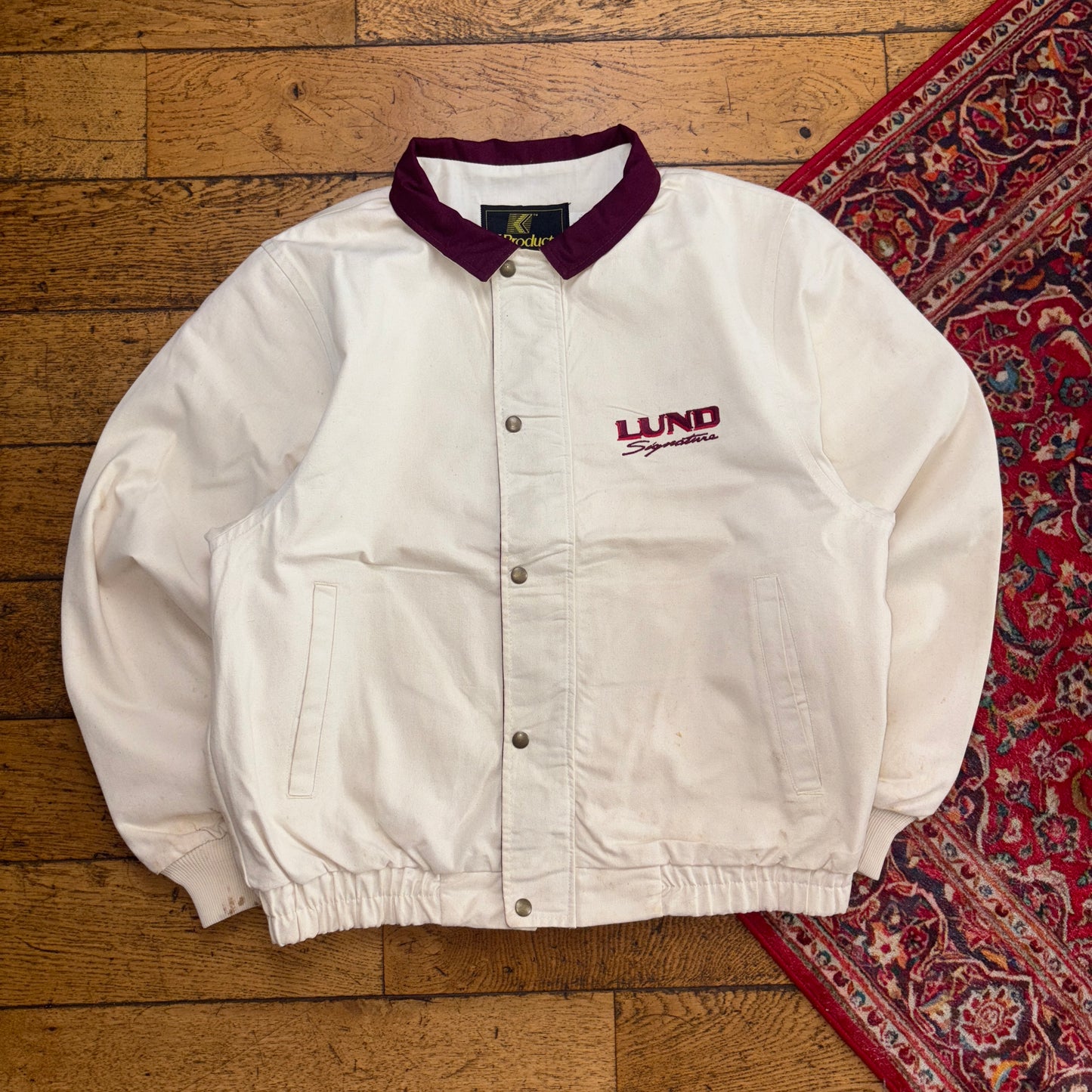 Vintage Cream Workwear Utility Bomber Carhartt Style Jacket - XL