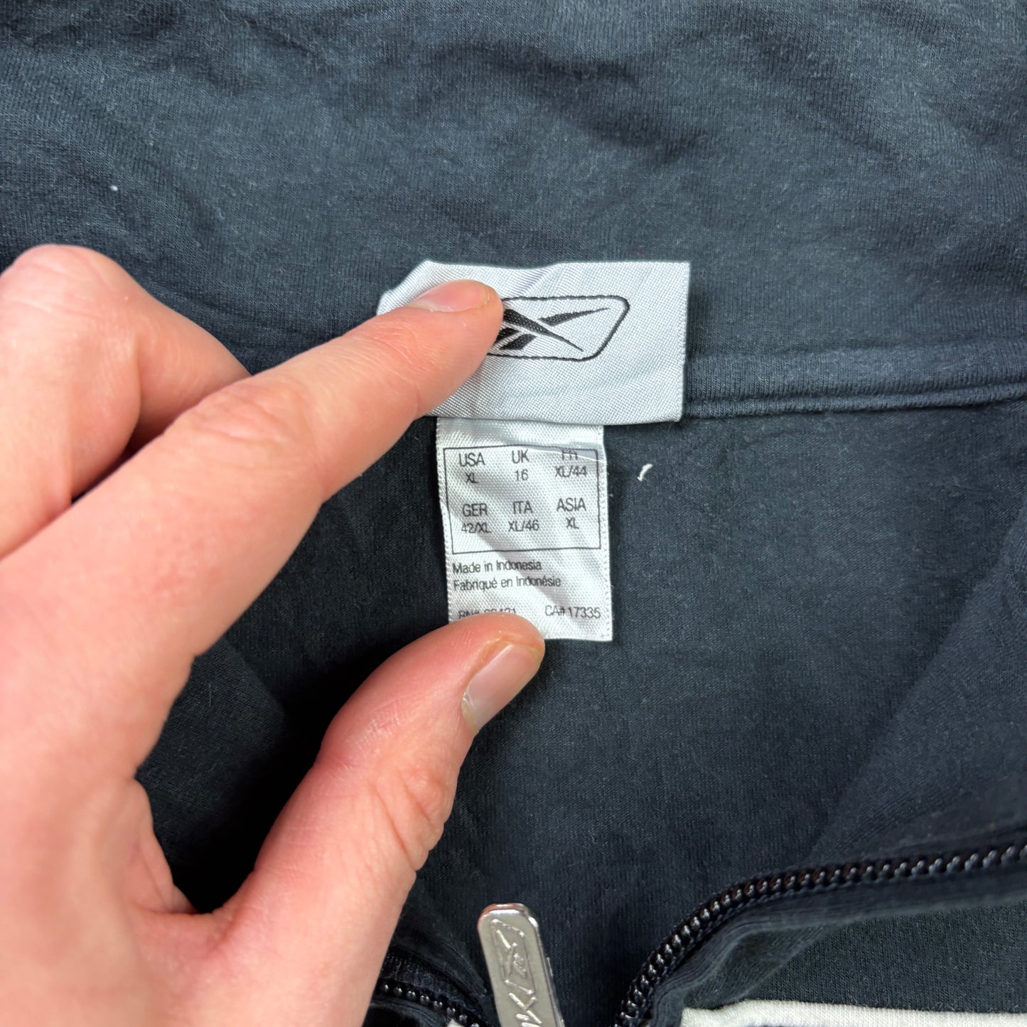 Vintage Reebok Black Womens Zip Embroidered Sweatshirt - Size 10/12