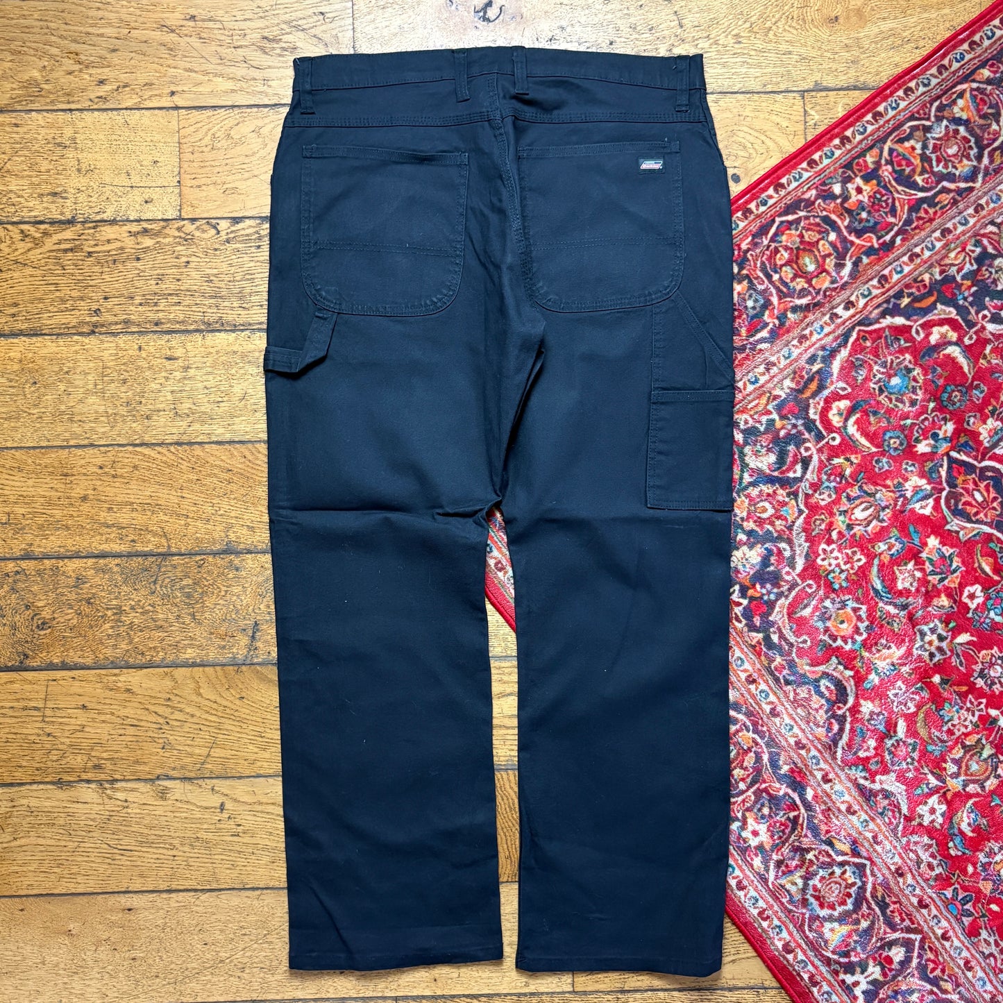 Vintage Dickies Workwear Carpenter Black Baggy Trousers - 36R