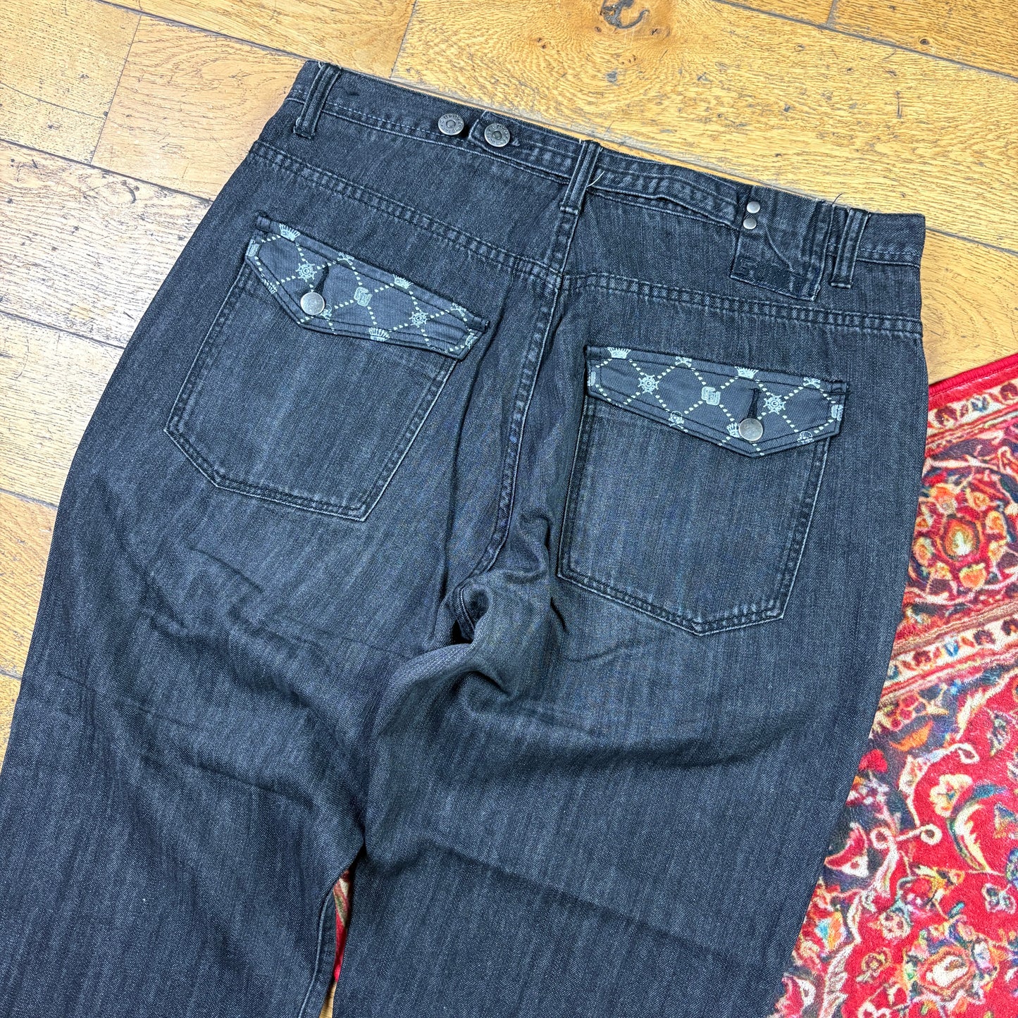 Vintage G Unit Black Buckle Back 50 Cent Y2K Hip Hop Baggy Jeans - 38