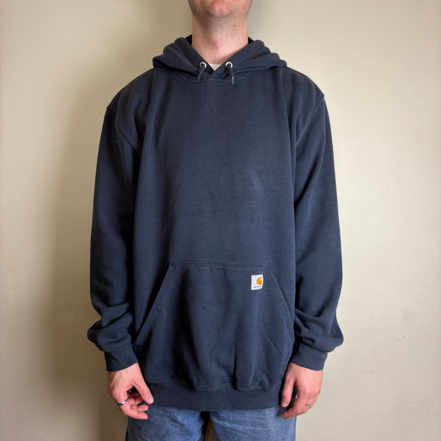 Vintage Carhartt Navy Hoodie Sweatshirt - 2XL