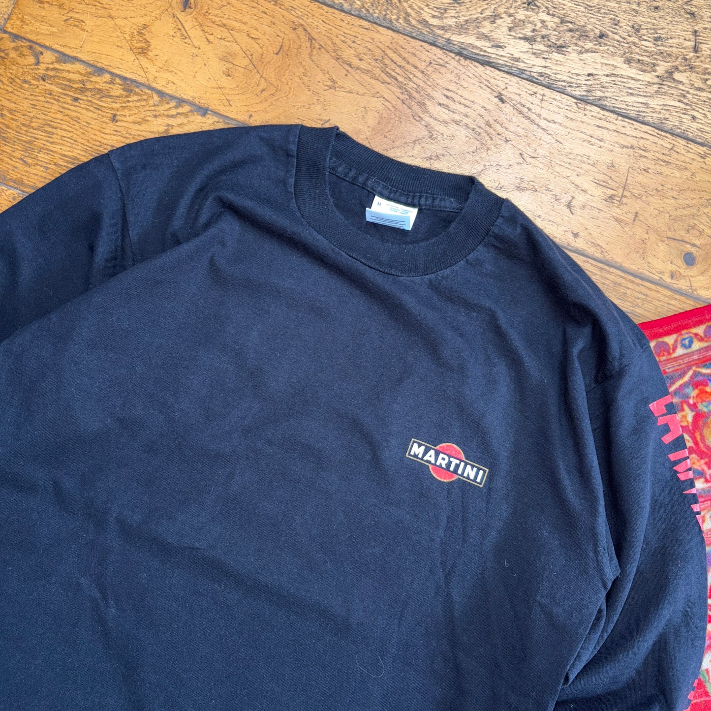 Vintage 90s Martini Screen Stars Black Long Single Stitch Graphic T-Shirt - S
