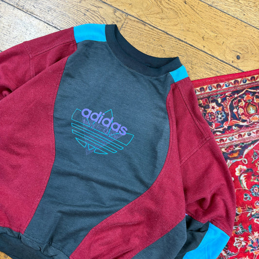 Vintage 80s Adidas Black Red Sweatshirt - XL