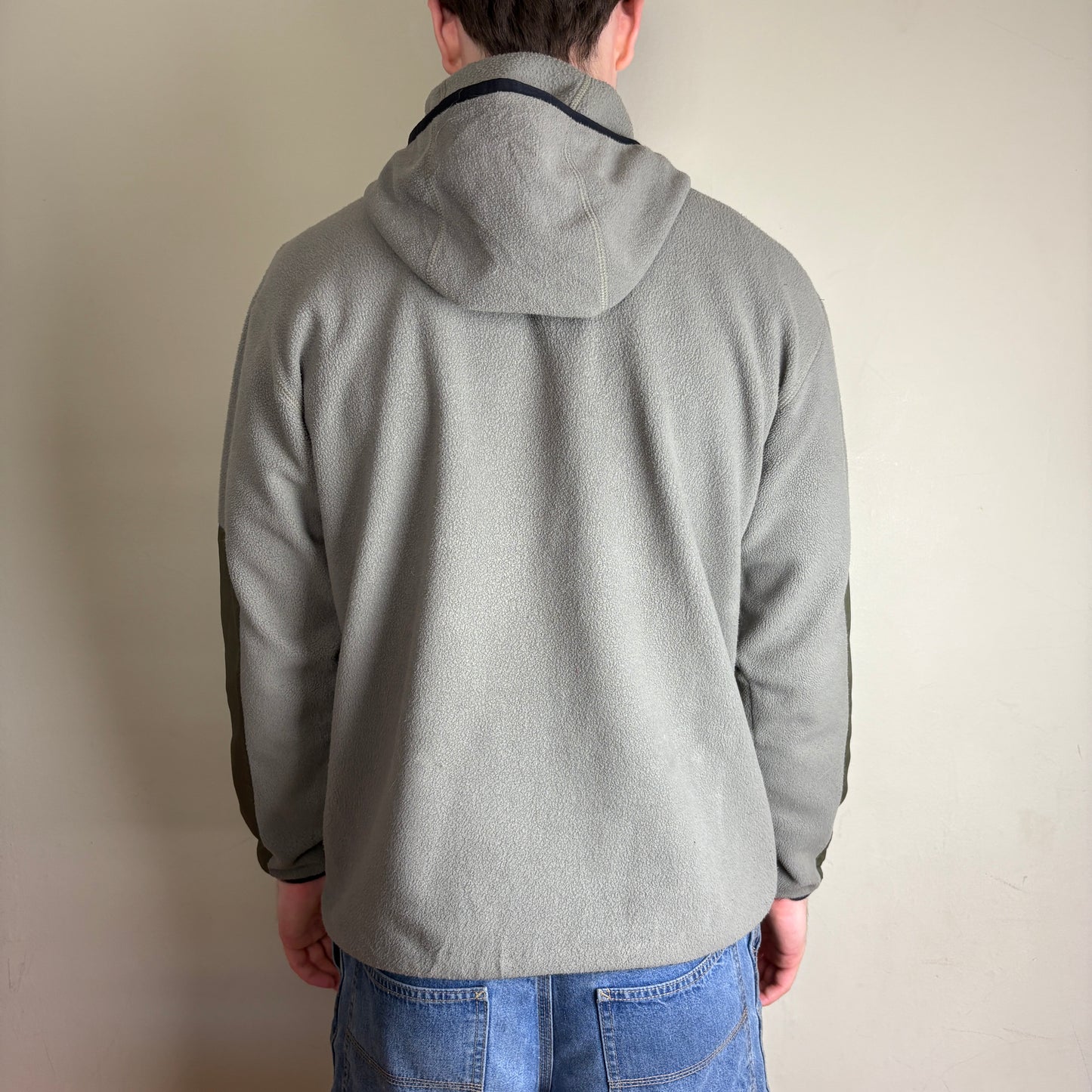 Vintage Nike y2k Swoosh Green Fleece Hoodie Sweatshirt - M