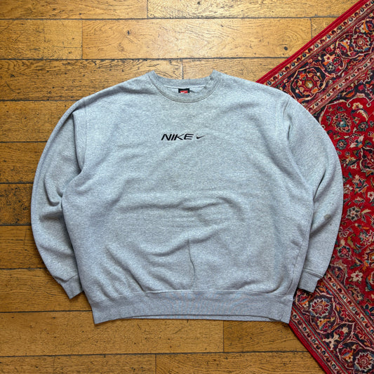 Vintage 00s Nike Grey Embroidered Sweatshirt - 2XL
